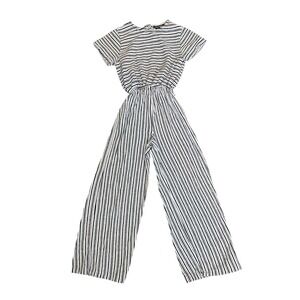 Zara Girls Wide Leg Striped Jumpsuit‎ Size 8 Fisherman Coastal Euro Vacation